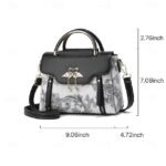 Women's Elegant Swan Pendant Handbag - Black and White - Image 9