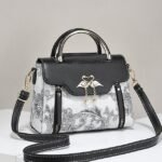 Women's Elegant Swan Pendant Handbag - Black and White - Image 2