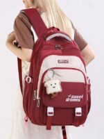 Teen Large Capacity Waterproof Backpack with Cute Toast Pendant - Image 13