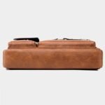 Men's Brown Faux Leather Messenger Bag with Multiple - Image 14