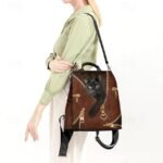 Large Capacity Black Cat Animal Print Multi-Carry Backpack - - Image 3