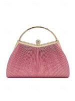 Women's Gold Pleated Evening Handbag with - Image 10