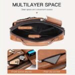 Men's Brown Faux Leather Messenger Bag with Multiple - Image 5