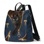 Large Capacity Black Cat Animal Print Multi-Carry Backpack - - Image 11