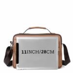 Men's Brown Faux Leather Messenger Bag with Multiple - Image 8