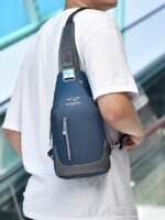 Men's Waterproof Oxford Cloth Sling Bag with USB Charging - Image 3