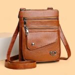 Women's Faux Leather Crossbody Bag with Multiple Zipper