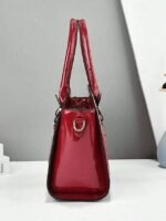 Women's Patent Faux Leather Handbag Set – Glossy - Image 4
