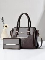 Women's Patent Faux Leather Handbag Set – Glossy - Image 10